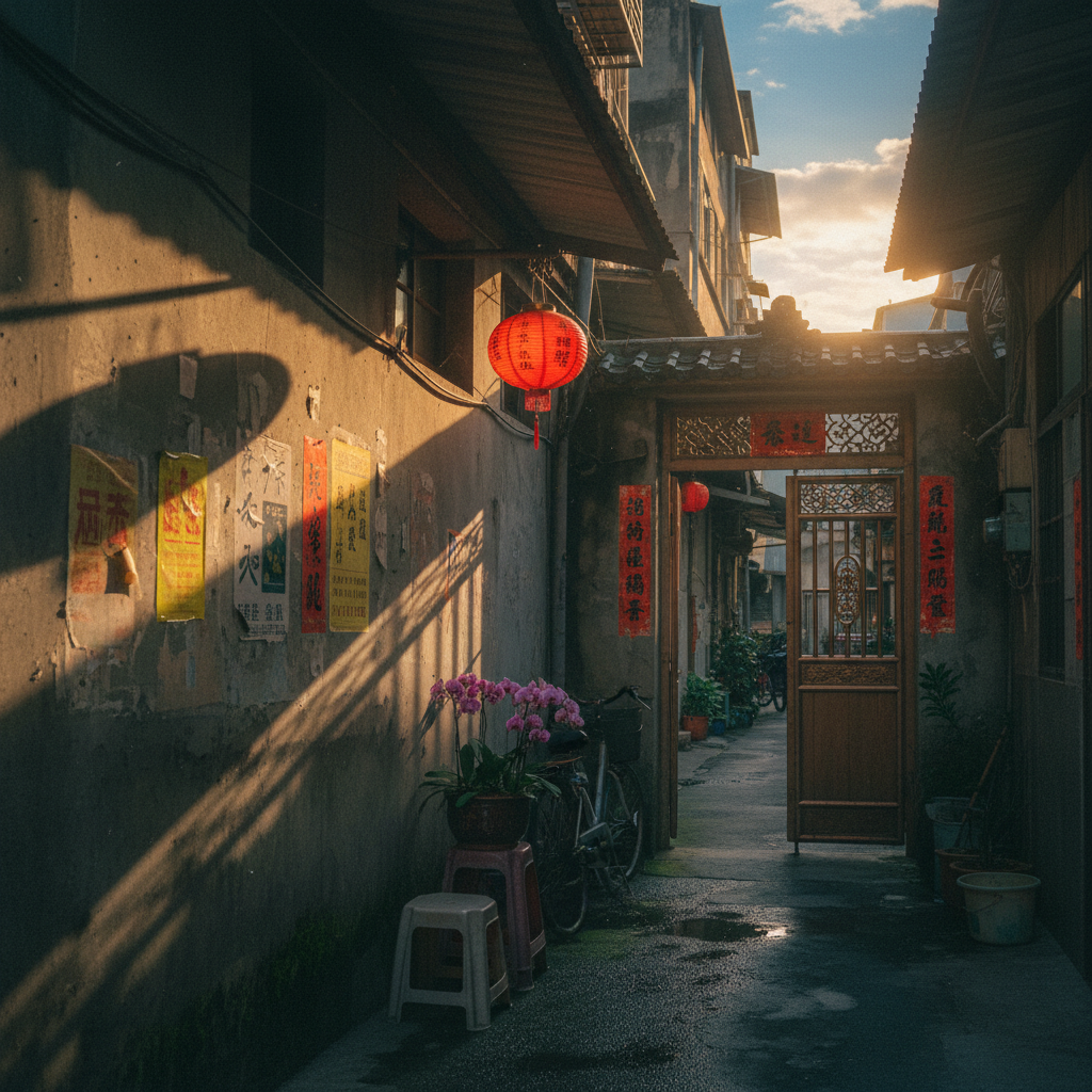巷弄裡的金色餘暉
