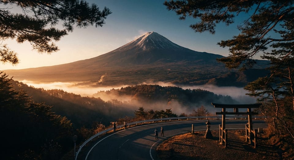晨光微曦：在蜿蜒山徑遇見富士山的溫柔